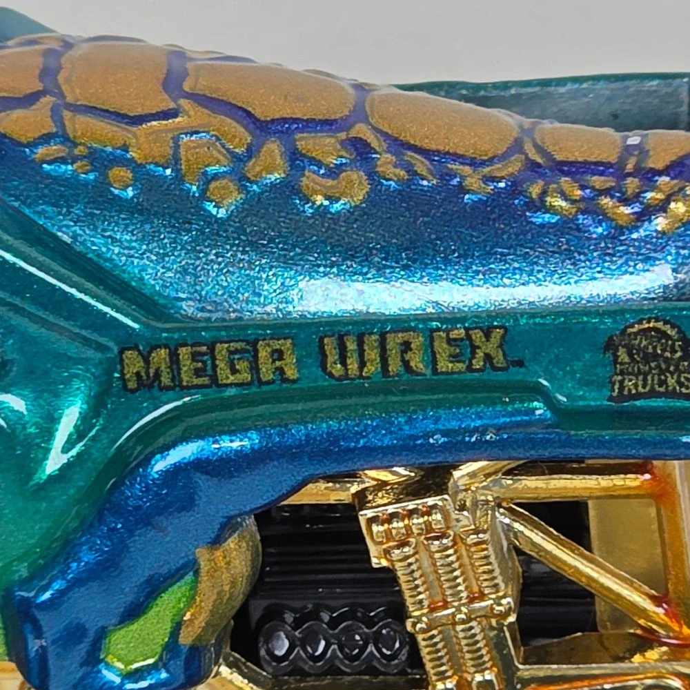 Hot Wheels Monster Trucks Mega Wrex Iridescent Teal Blue Gold Chrome 1:64 Scale